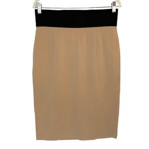 Les Copains Blush Pink Bandage Pencil Skirt Black Elastic Waistband Large